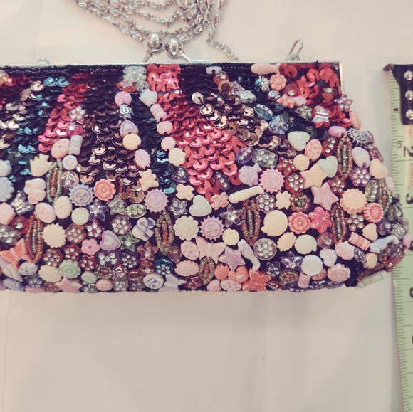 SALE ❣️Vintage beaded Beach Lapis evening bag - Picture 5 of 6